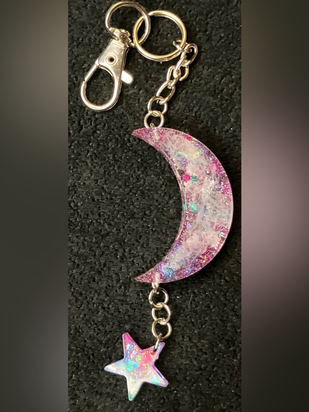 Small Sparkle Moon Keychain